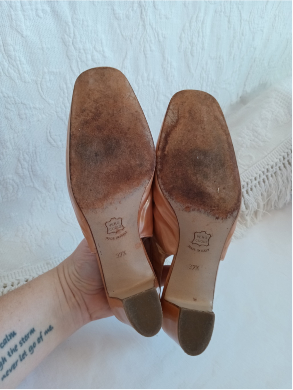 Vintage Sonia Rykiel Paris slingback loafers metallic peach gold champagne retro - Picture 11 of 13